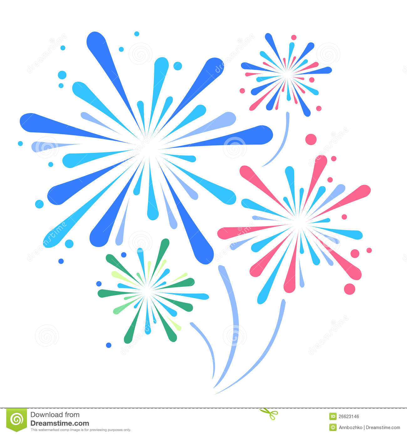 Red White and Blue Fireworks Clip Art