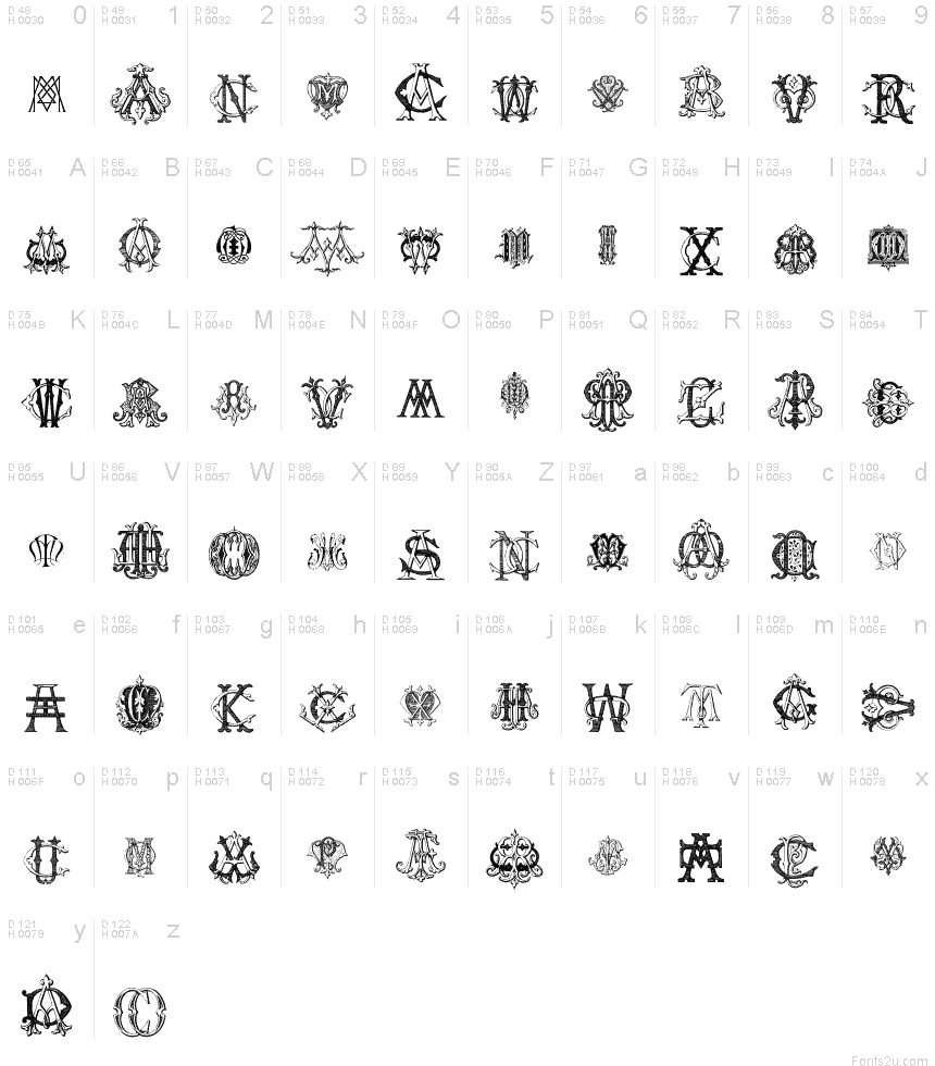 Sample Monogram Fonts