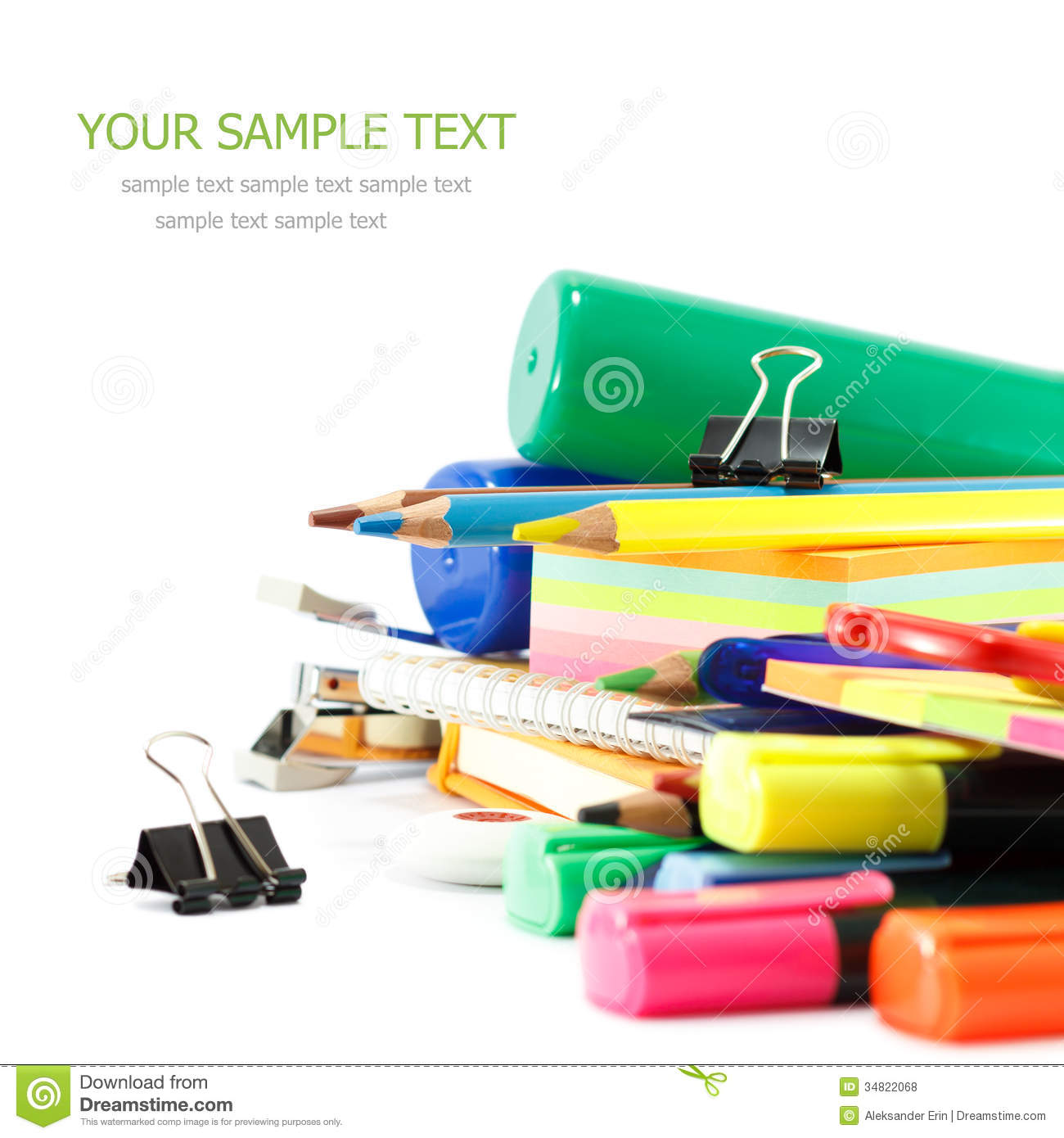 School Supplies On White Background
