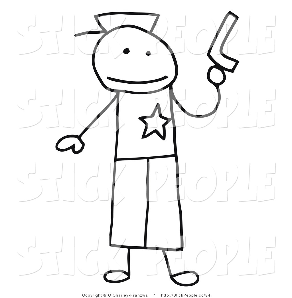 Stick Figure Holding Gun