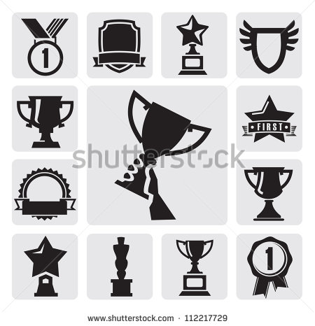 Trophy Icons Vector Black and White
