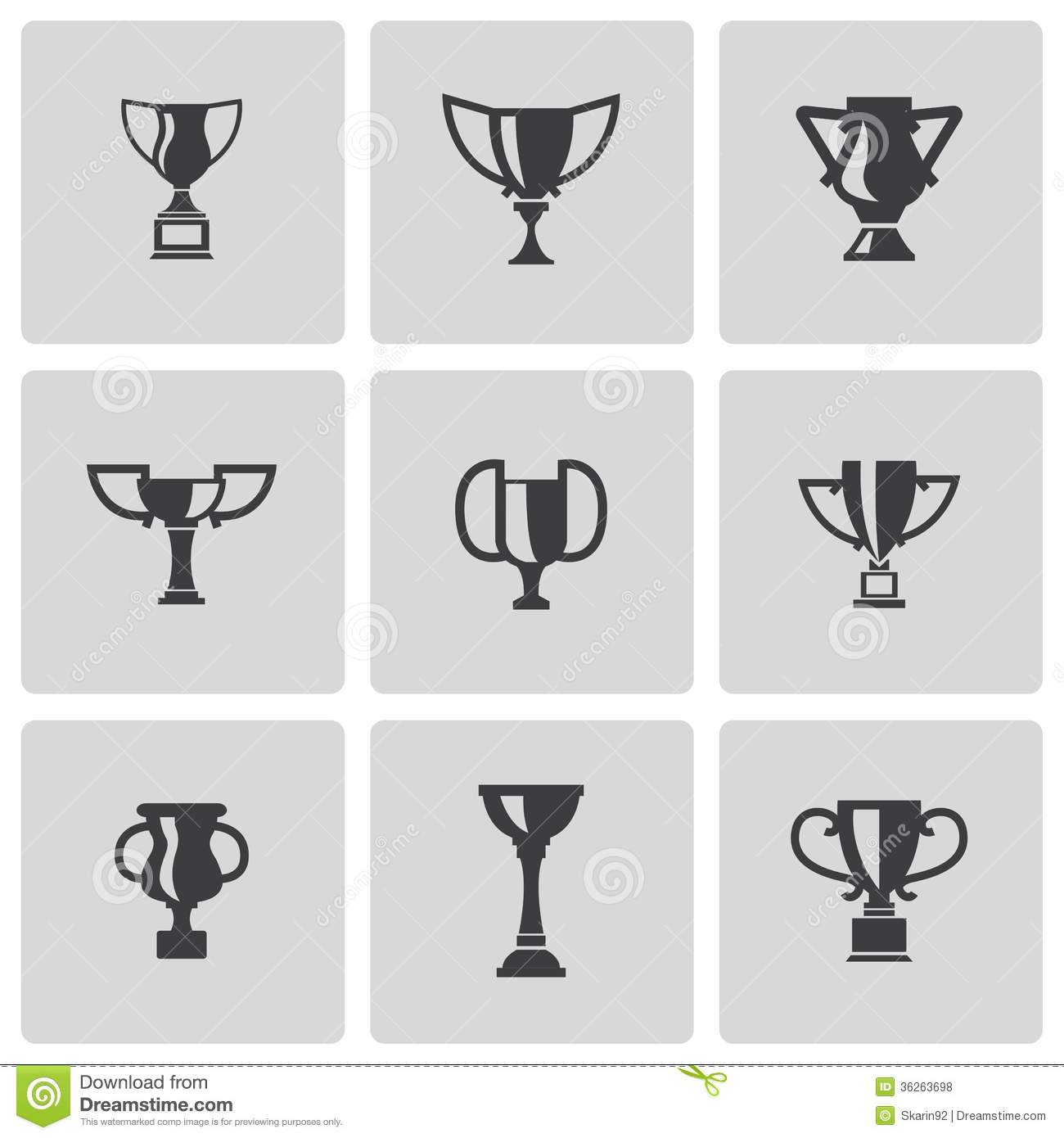 Trophy Icons Vector Black and White