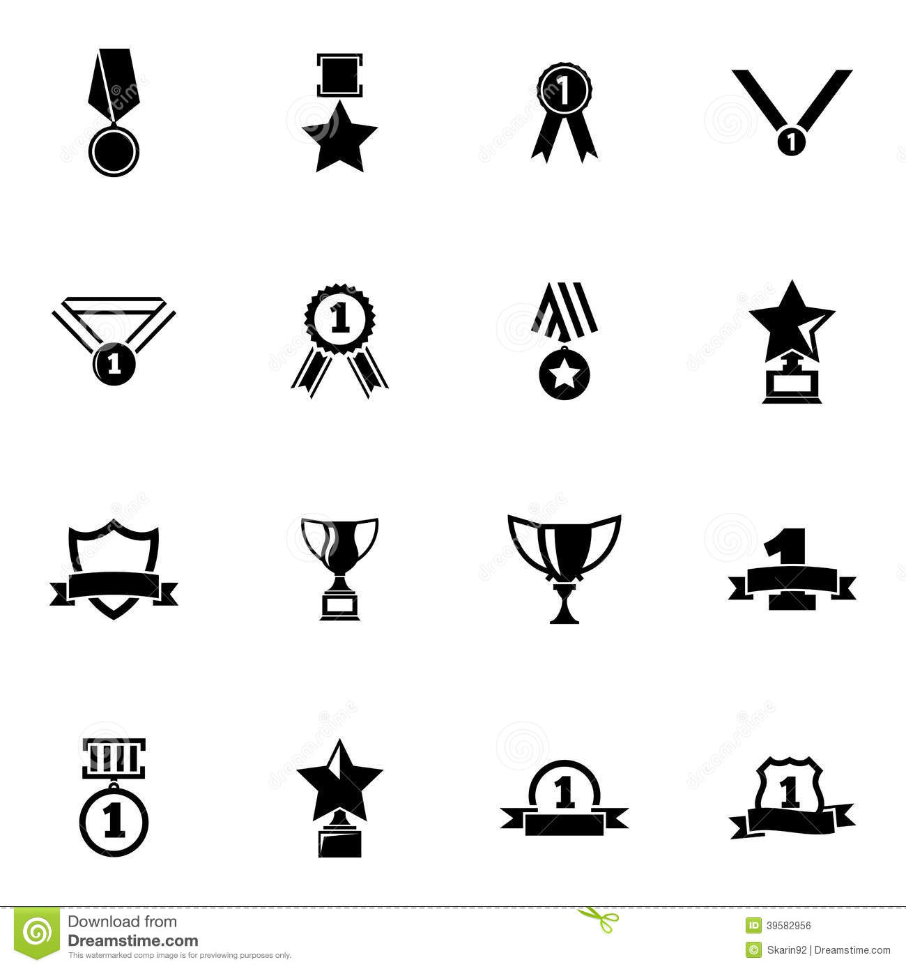 Trophy Icons Vector Black and White