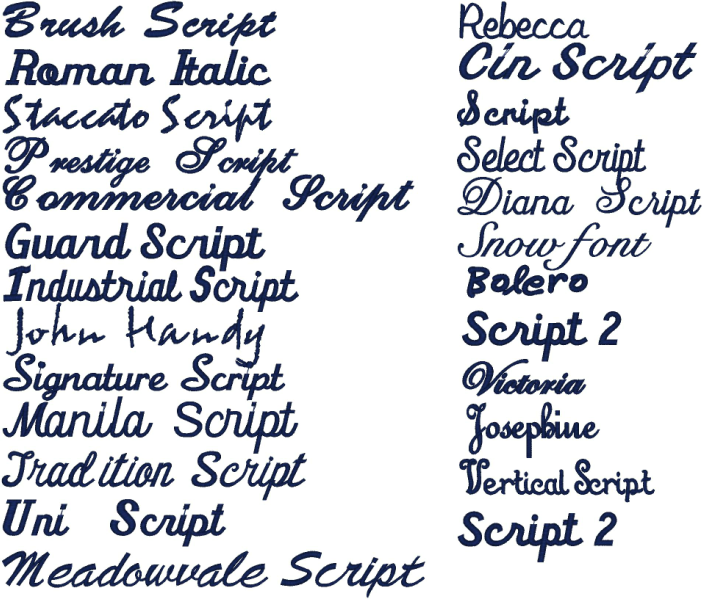 TypeScript Fonts Names