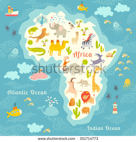 Vector Africa Map Animals