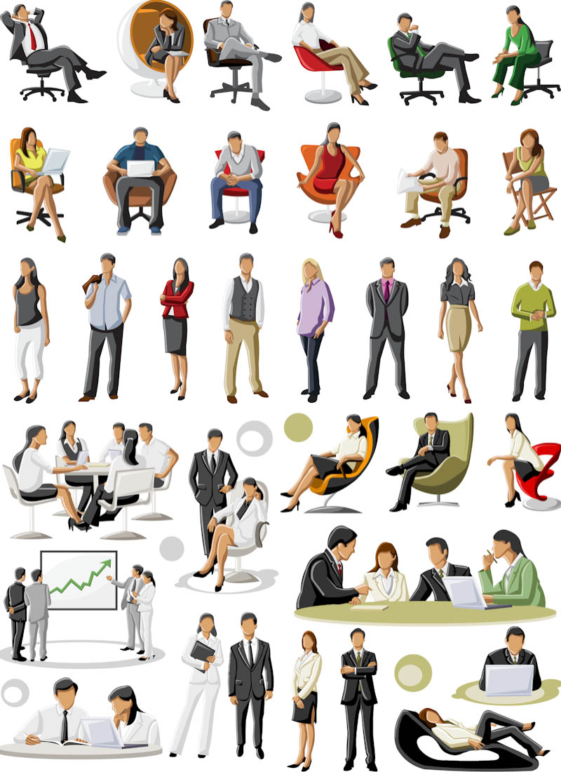 18 Sitting People Vector Graphics Images