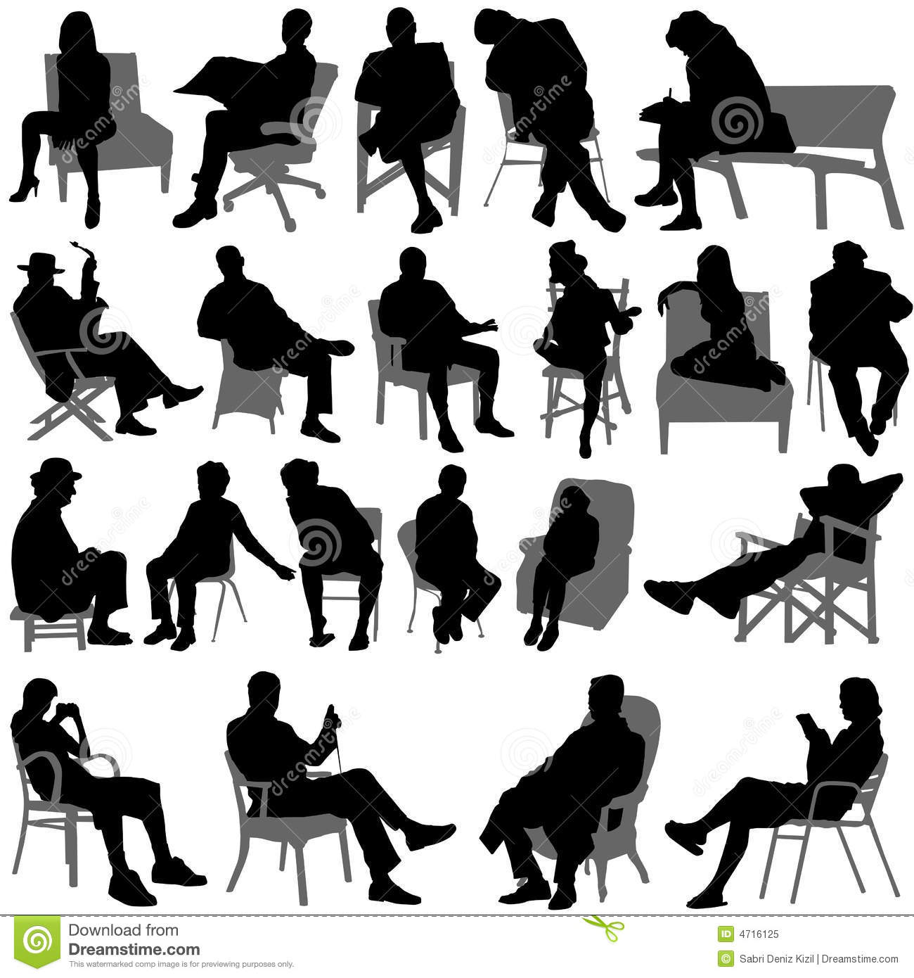 Vector People Silhouettes Sitting