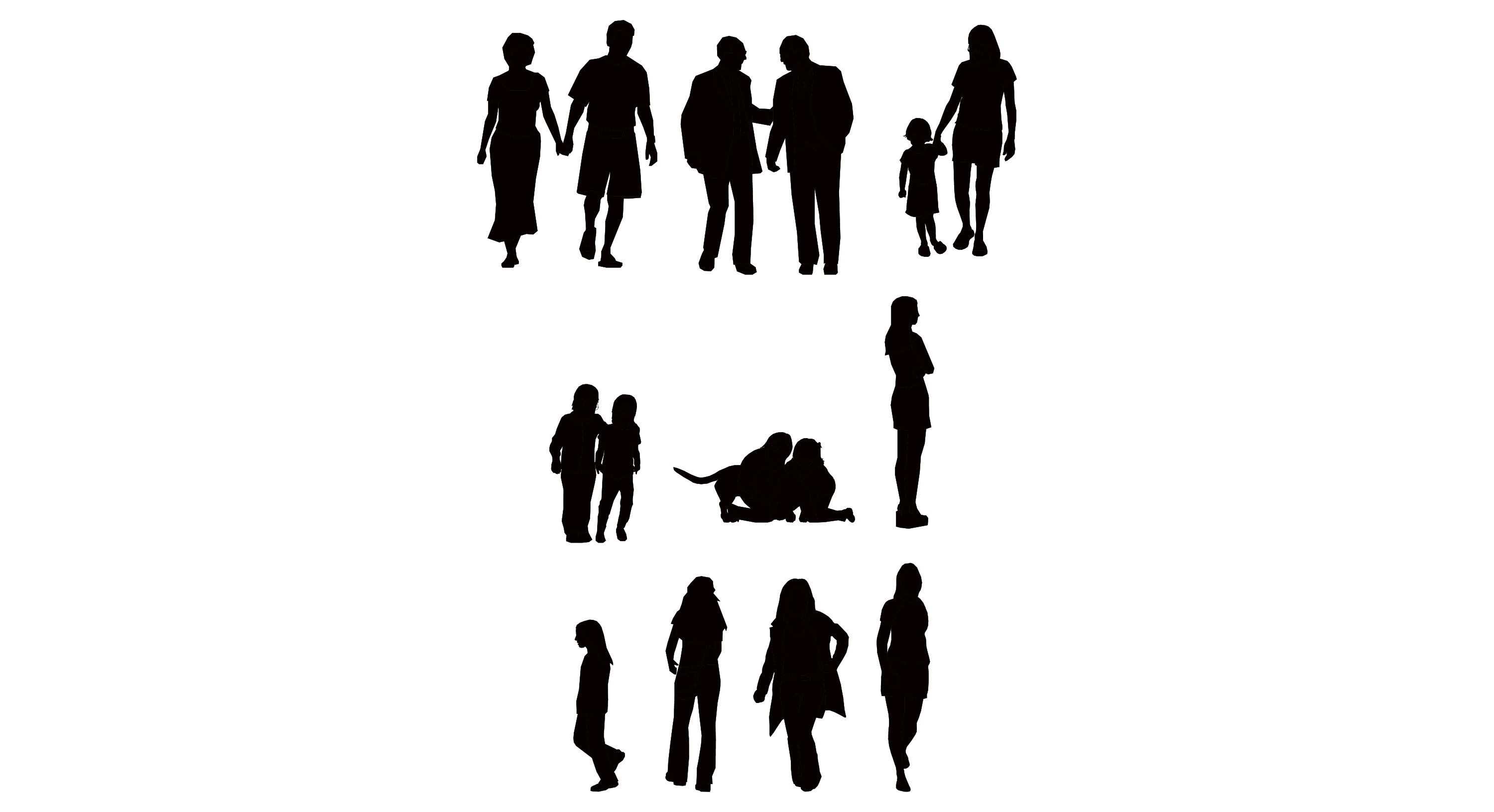 Vector People Silhouettes Sitting