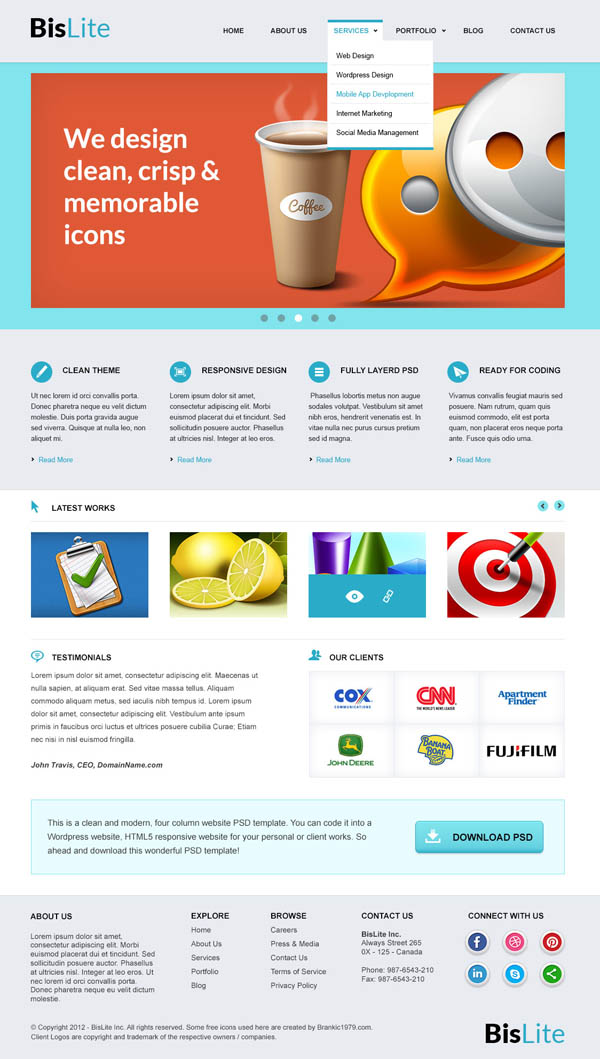 Website Template PSD Free Download Website Template PSD Free Download