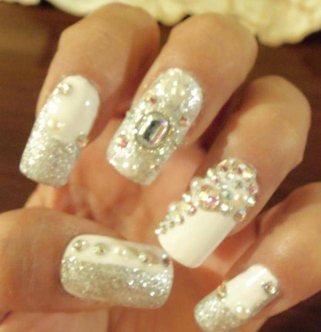 White Fancy Nail Designs