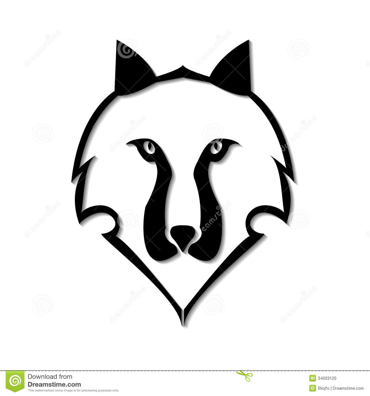 Wolf Face Clip Art Black and White