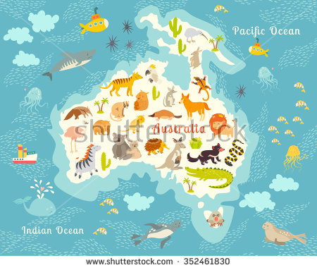 World Map Continents and Animals