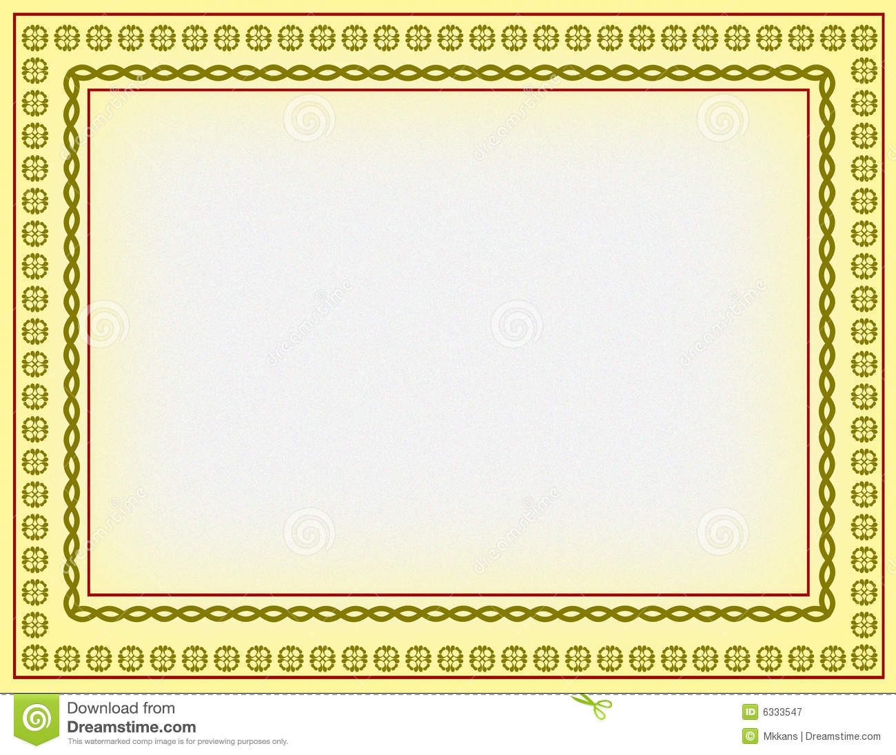 Yellow Blank Border Certificates