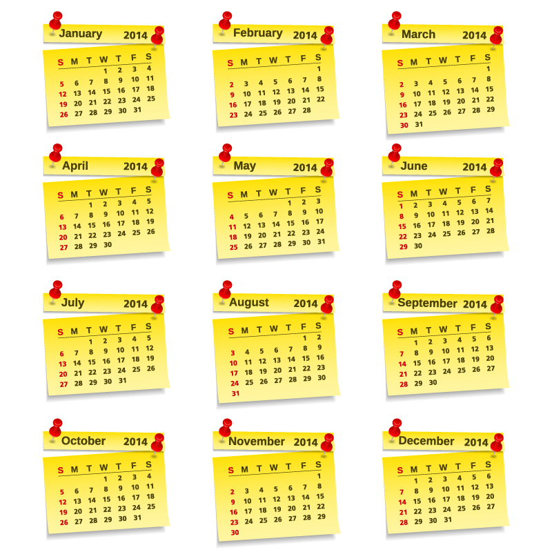 2014 Calendar Vector Free
