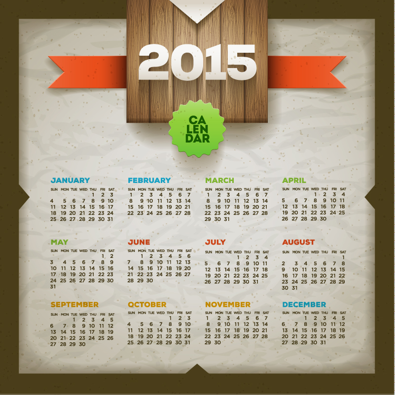 2015 Calendar Vector Free Download