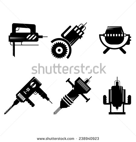Black and White Construction Equipment Silhouette