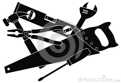 Black and White Construction Tools
