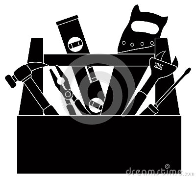 Black and White Construction Tools