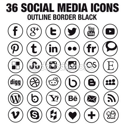 Black Social Media Icons Circle Vector