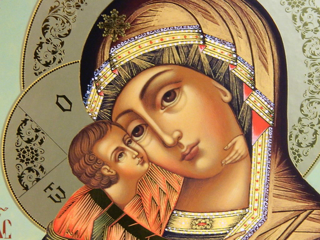 Blessed Mother and Baby Jesus Russian Icon