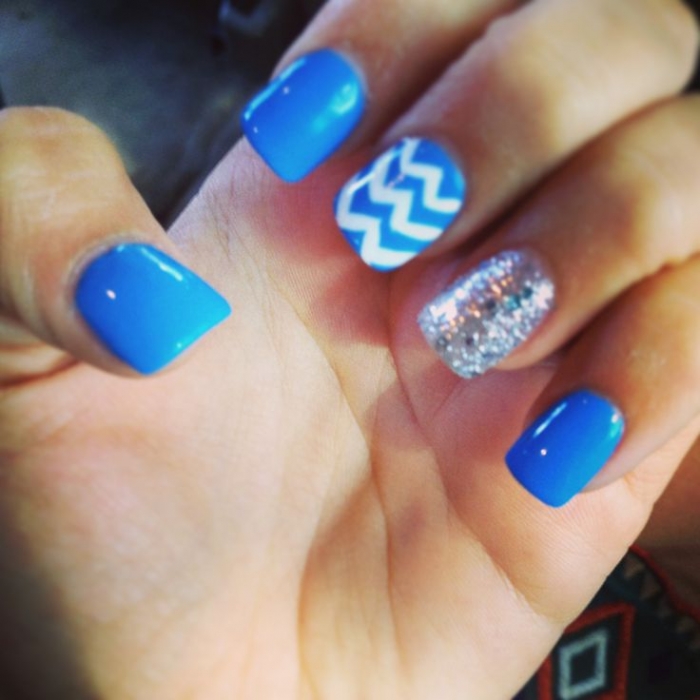 Blue Chevron Nails