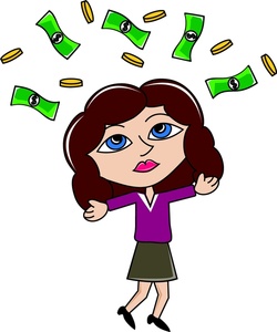 Cartoon Lady Throwing Money