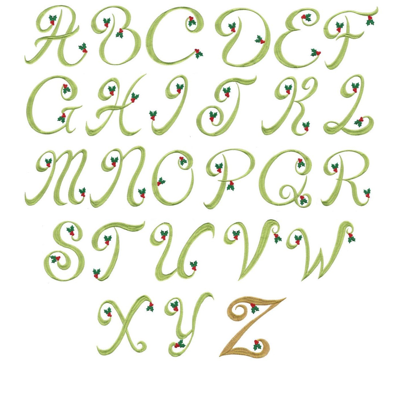 Christmas Machine Embroidery Font Alphabet