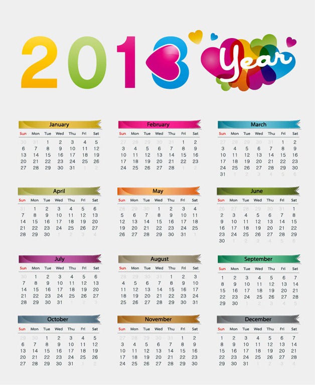 Colorful 2013 Calendar