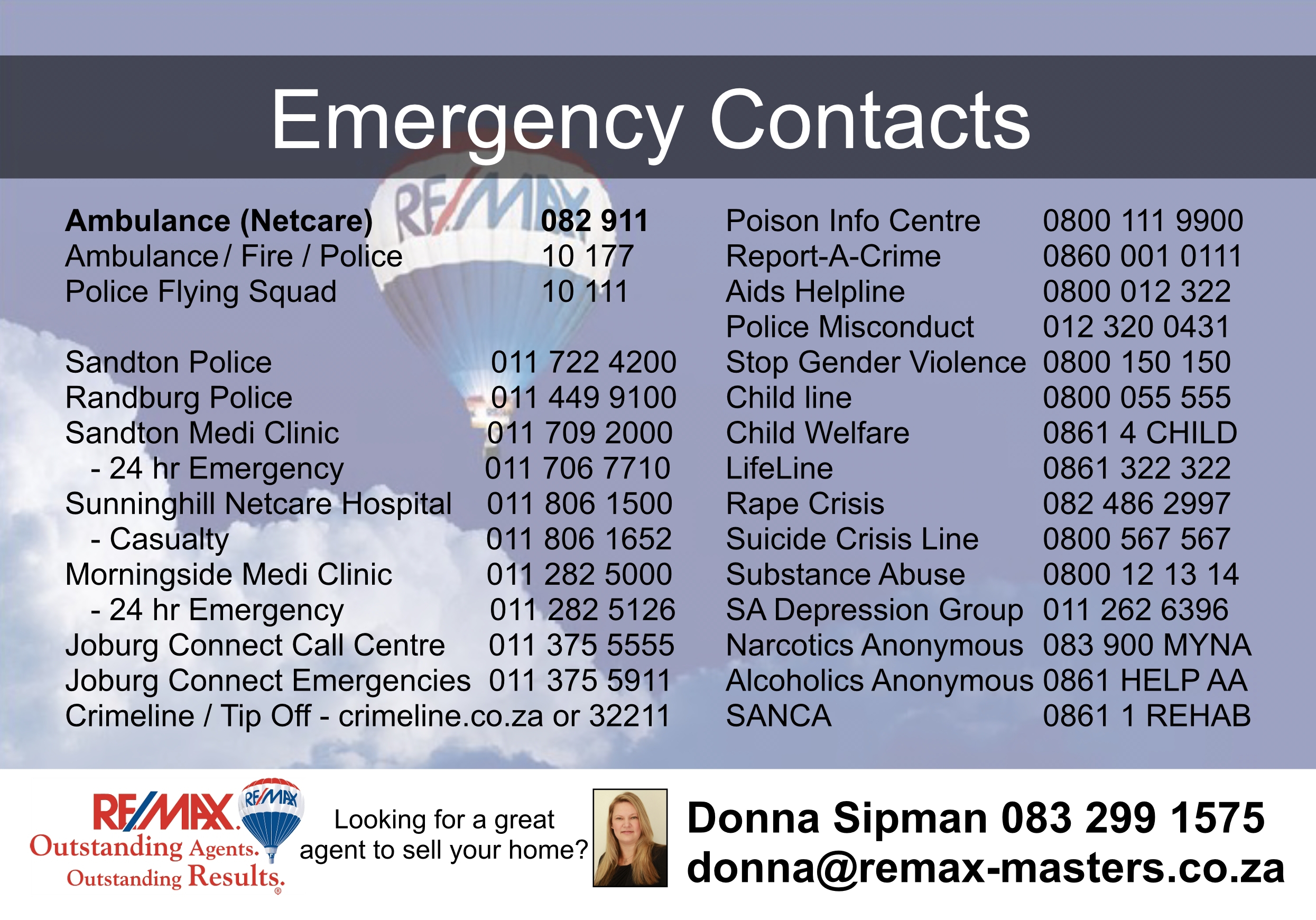Emergency Contact Phone Numbers Emergency Contact Phone Numbers