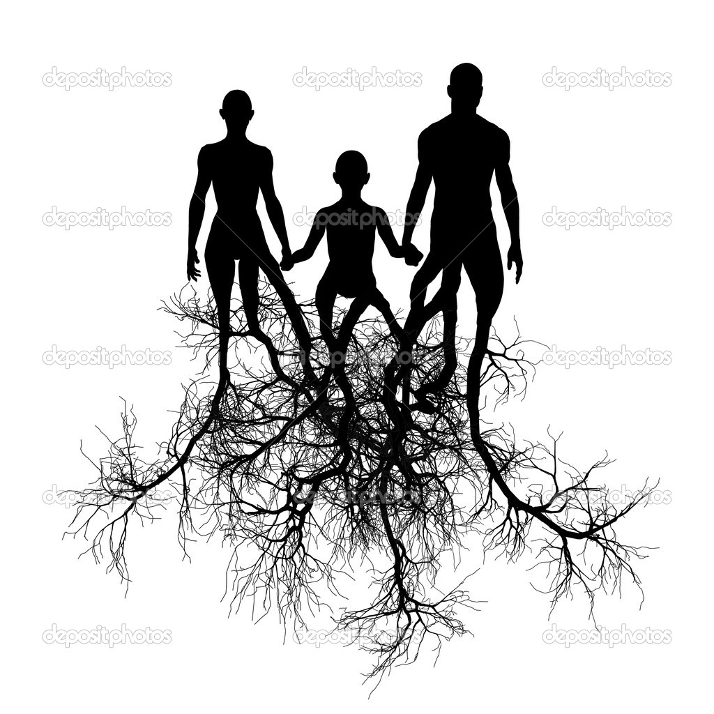 Family Tree with Roots Silhouette
