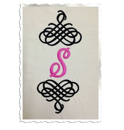 Flourish Monogram Machine Embroidery Split Design