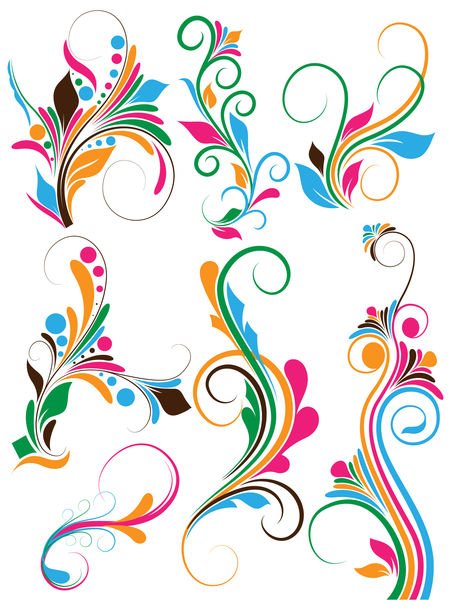 Flowers Clip Art Swirl Vectors