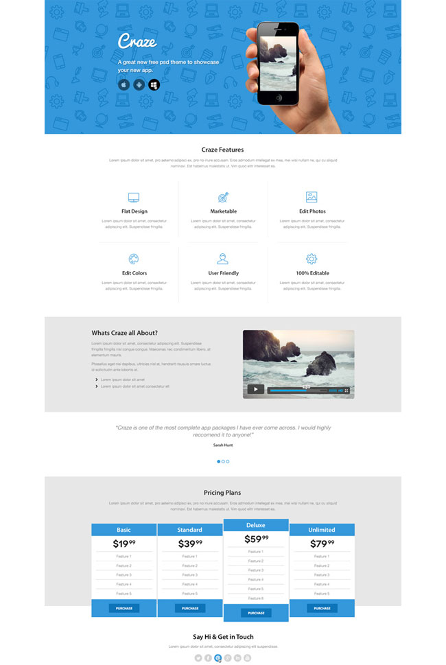 Free Landing Page PSD Template