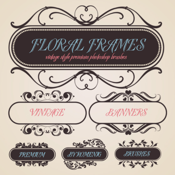 8 Retro Banner Photoshop Brushes Images