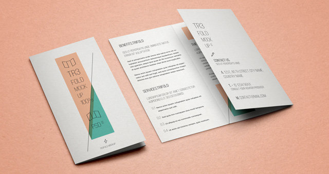 Free Tri-Fold Brochure Mockup PSD Free Tri-Fold Brochure Mockup PSD