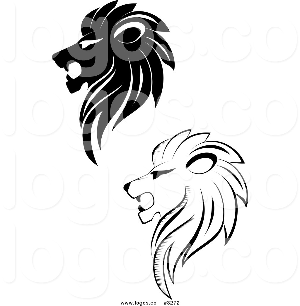 Lion Head Clip Art Black and White