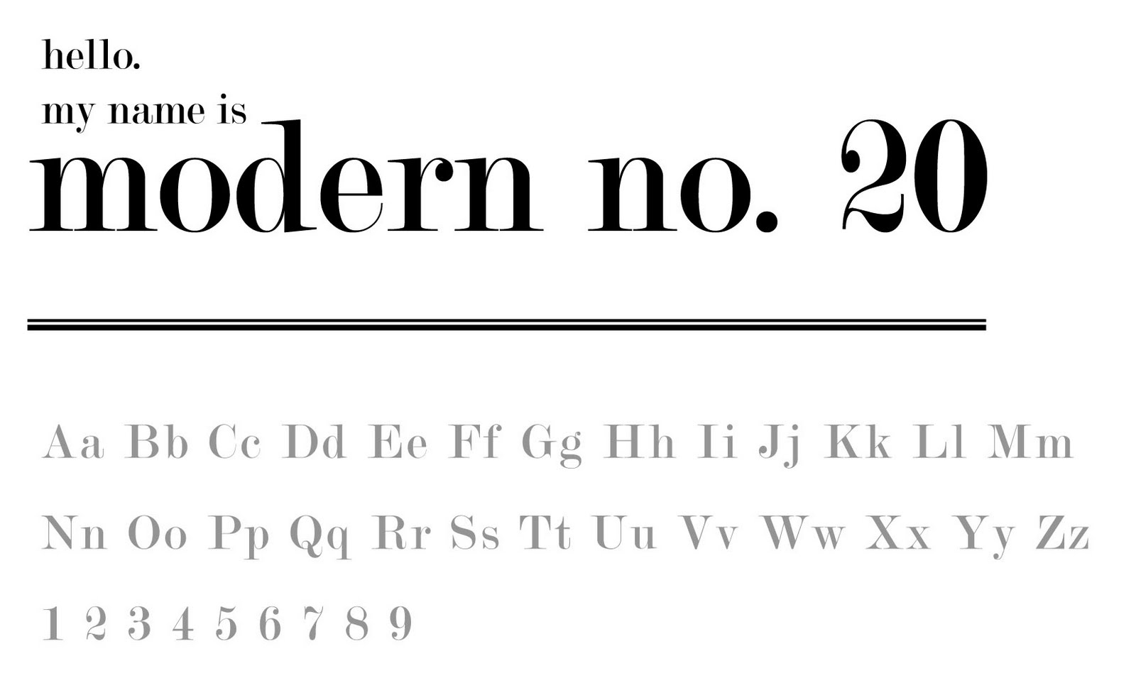 Modern Number 20 Font Modern Number 20 Font