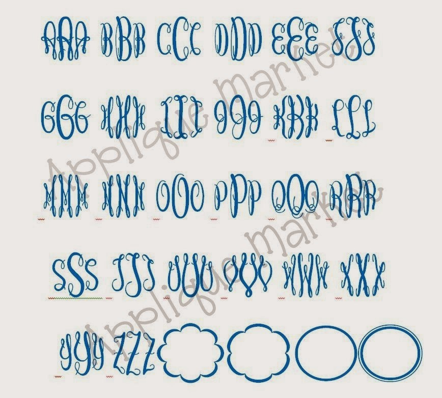Monogram Embroidery Font Alphabet