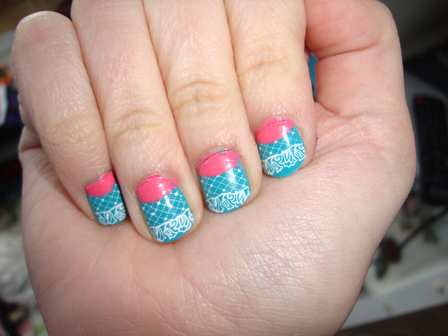 Nail Designs with Pink and Blue