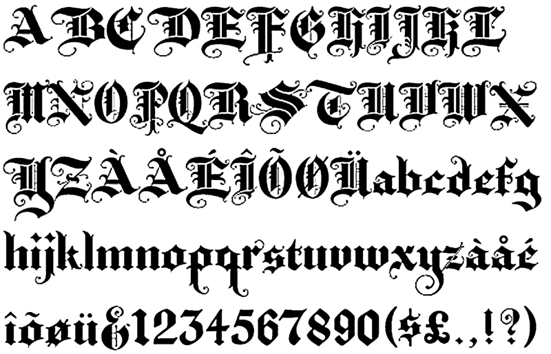 Old English Tattoo Letters Designs