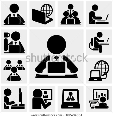 People Working On Computer Icons