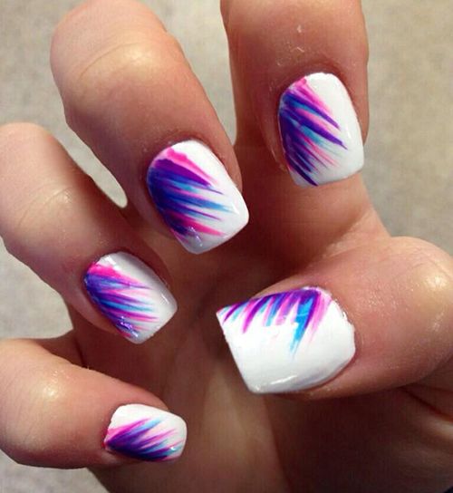 Pink Purple and Blue Nail Design
