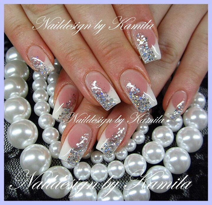 Pink White and Silver Nail Designs