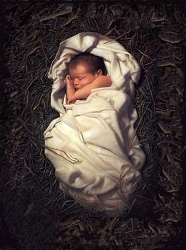Sleeping Baby Jesus in Manger