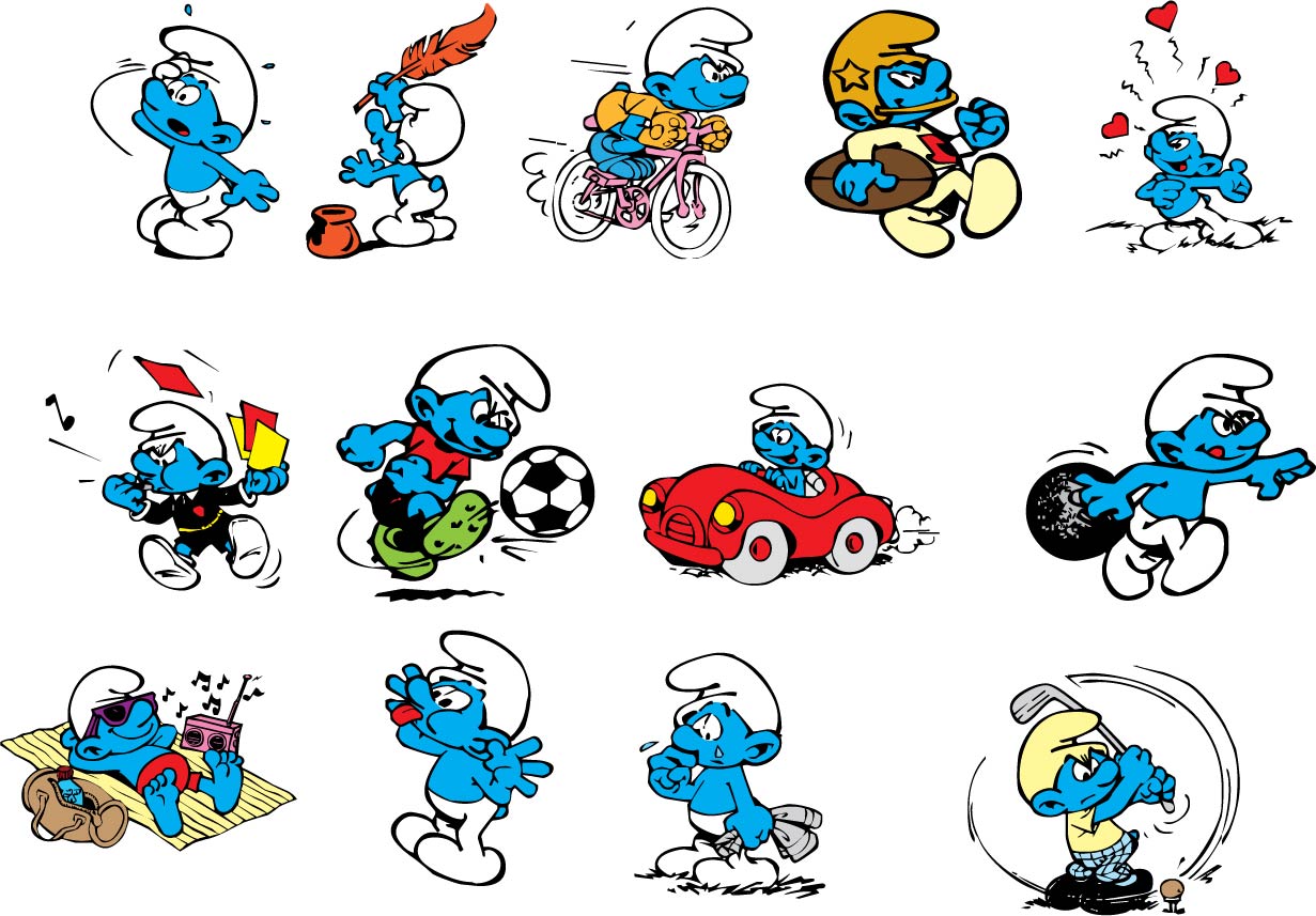 Smurfs Cartoon Characters Vector