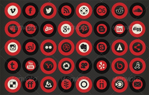 Social Media Icons Black White Red Social Media Icons Black White Red