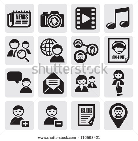 Social Network Icons On Black Background Vector