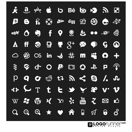 Social Networking Icons Black and White