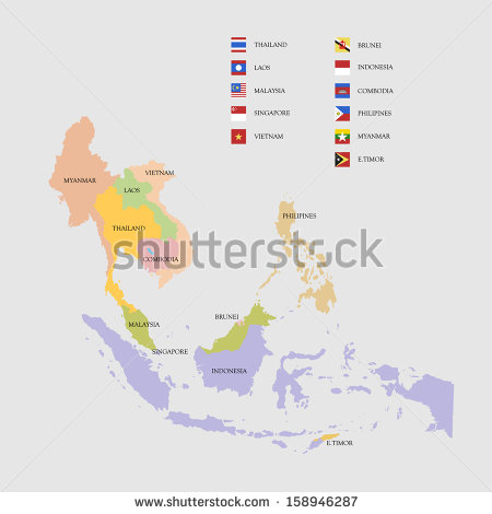 South East Asia Map and Flag