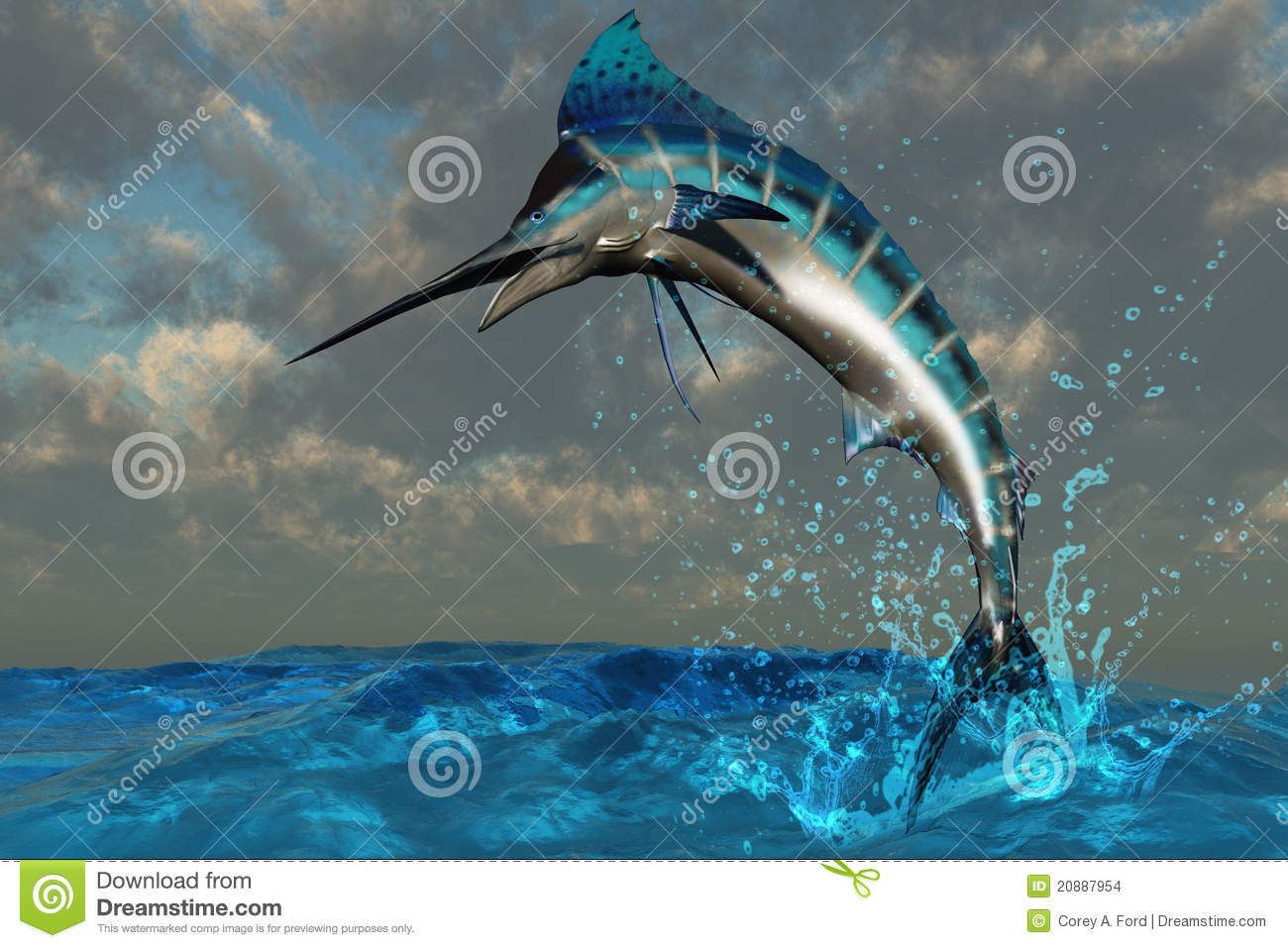 18 Blue Marlin Splash Vector Art Images